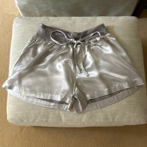PJ Harlow Satin Pajama Shorts. Size Small. Color Dark Silver.